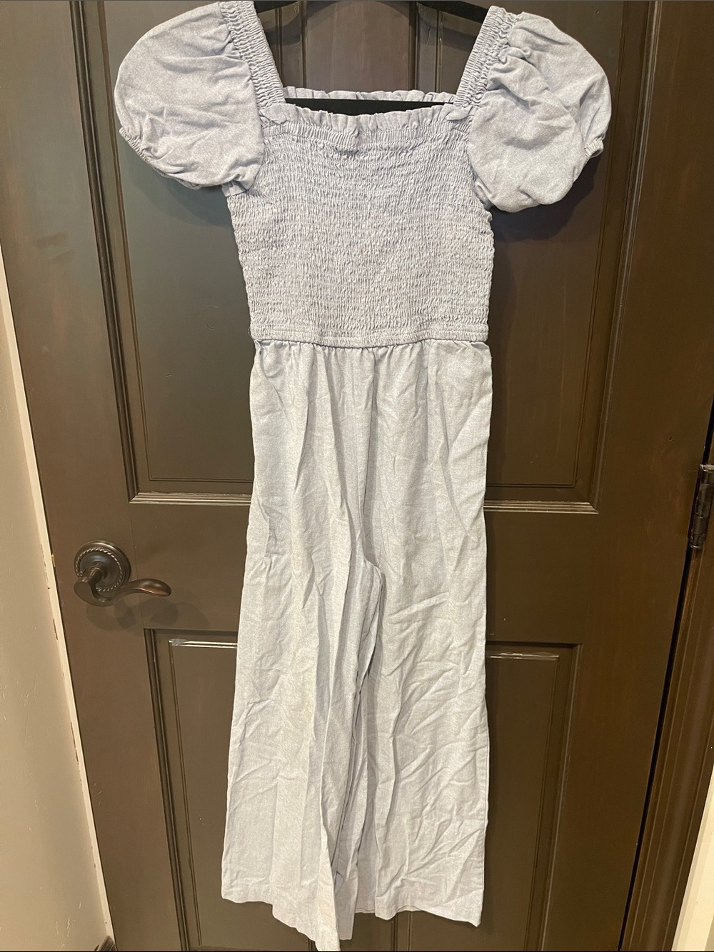 Janie and Jack Light Blue Smocked Puff Sleeve Top